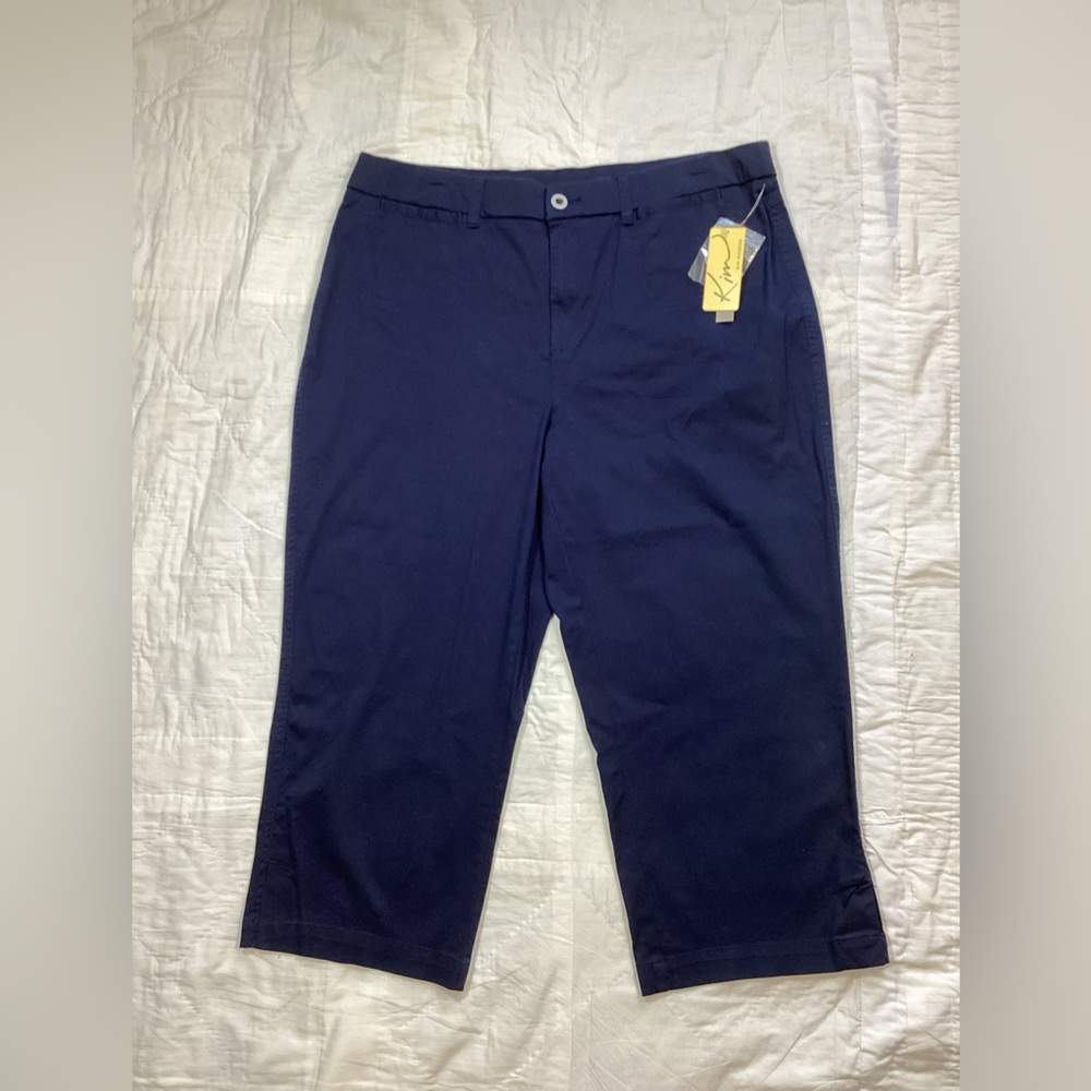 NWT Kim Rogers Crop Chino Casual‎ Pants Navy 12